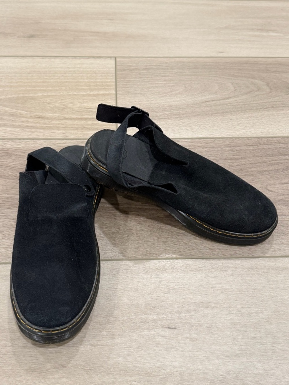 Dr Marten Carlson Womens Suede Slingback Mules Black Size 10 Mens Size 11 Womens